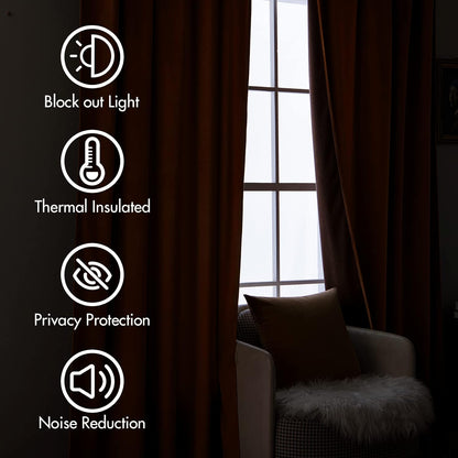 MIULEE Velvet Curtains 84 inches - Pinch Pleated Luxury Room Darkening Curtains for Bedroom Living Room Blackout Thermal Insulated Super Soft Window Drapes Rod Pocket, Gold Brown, 2 Panels