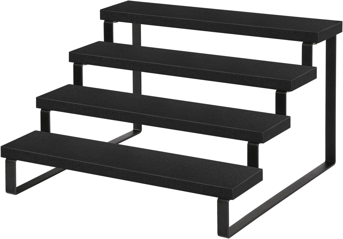 YINMIT Wooden Display Riser Stand, Tiered Perfume and Cologne Organizer Stand, 4 Tier Spice Rack Organizer, Rustic Display Shelf for Candles (4 Tier,Black)