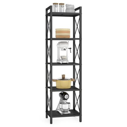 SONGMICS 5-Tier Metal Storage Rack, Shelving Unit with X Side Frames