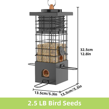 KRUOO Metal Squirrel Proof Bird Feeder for Outdoors Hanging,Wild Bird Feeders for Outside, 2.5 lb Capacity