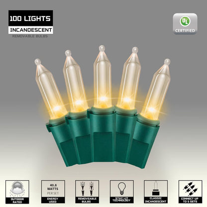 100LIGHTS WARM WHITE Extra-Bright With End Connectors Christmas Decorative Lights 5.98m UL Certified Mini String Light Set Waterproof for Home Garden Holiday Christmas Tree Party Patio Wedding