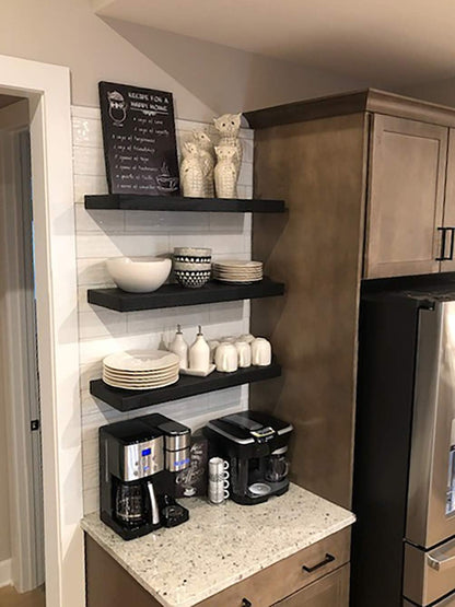 Joel's Antiques 42 Inch Wooden Floating Shelves for Wall - 42x12x2 in - Made of Natural Wood - Long Heavy Duty Rustic Wall Shelves for Bedroom - Perfect for Living Room, Kitchen - Black