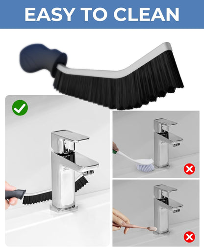 Crevice Cleaning Brushes, Cleaner Scrub Brush Tool for Hard to Reach Tight Space, Home Essentials, Serrated Scrub Brushes, Cleaning Supplies for Shower, Bathroom, Kitchen, Toilet (2, Black)