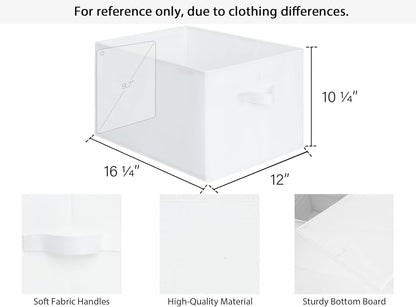 StorageWorks Storage Baskets for Shelves, Foldable Fabric Closet Storage Bins with Handles, Fabric Storage Bins Clothes Organizer, White, 3-Pack, Extra Large