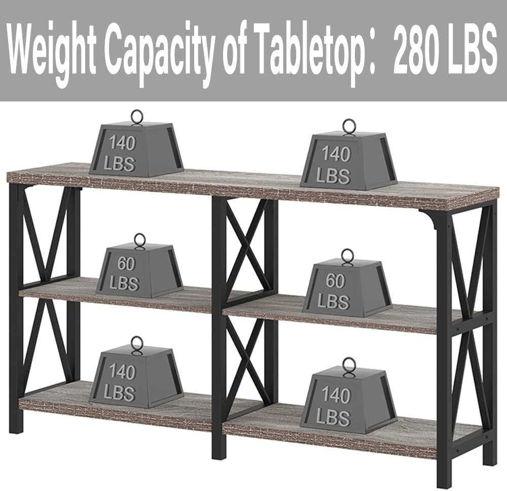 LVB Farmhouse Sofa Table, Rustic Console Table for Living Room, Entryway Table with Storage, Hallway Entry Table for Foyer, Light Grey Oak, 47 Inch