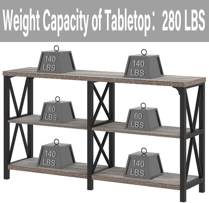 LVB Farmhouse Sofa Table, Rustic Console Table for Living Room, Entryway Table with Storage, Hallway Entry Table for Foyer, Light Grey Oak, 47 Inch