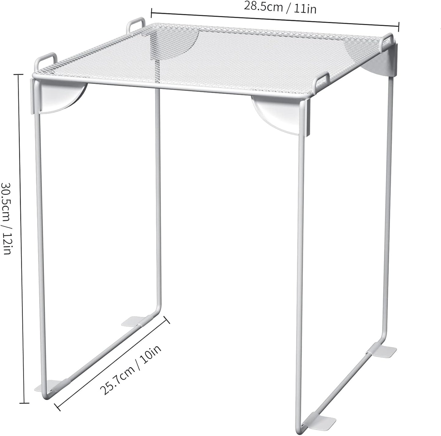 Neudeco Pack 2, Mesh Locker Shelf, Stackable Extra Tall Locker Organizer, Collapsible and Metal Mesh Build, Fits Standard Size, Suitable for School, Work, Kitchen, Bathroom (White)