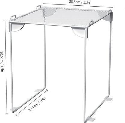 Neudeco Pack 2, Mesh Locker Shelf, Stackable Extra Tall Locker Organizer, Collapsible and Metal Mesh Build, Fits Standard Size, Suitable for School, Work, Kitchen, Bathroom (White)