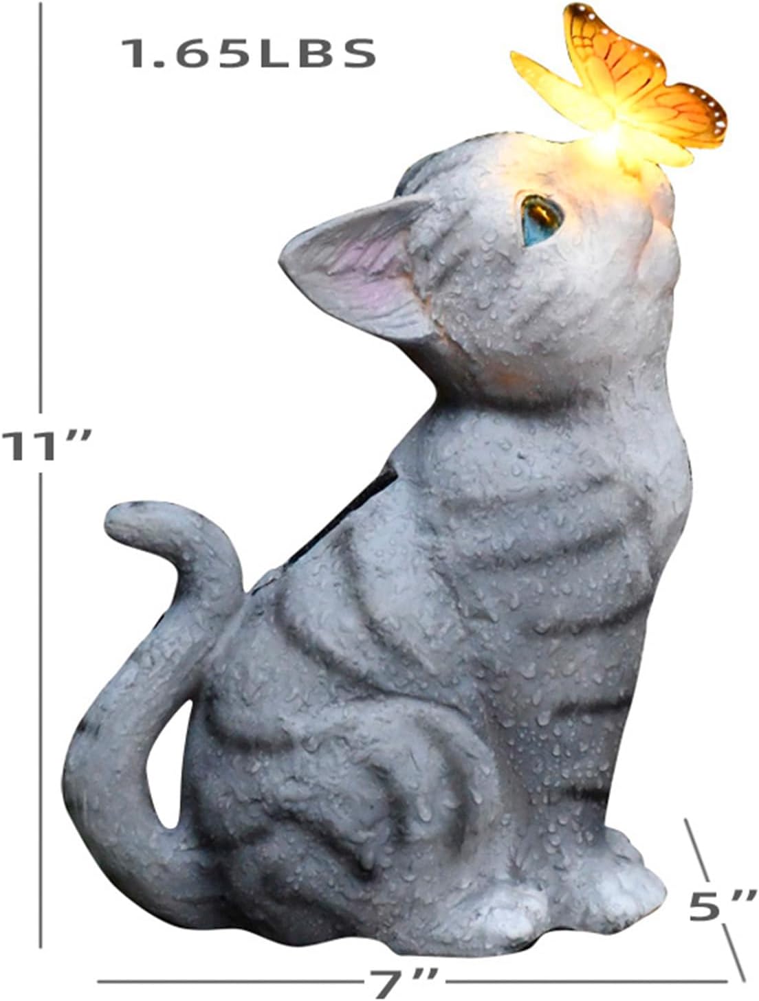 Cat Garden Figurines Outdoor Decor Solar Statue with LED Lights for Patio Lawn Yard Art Decoration Housewarming Garden Gift