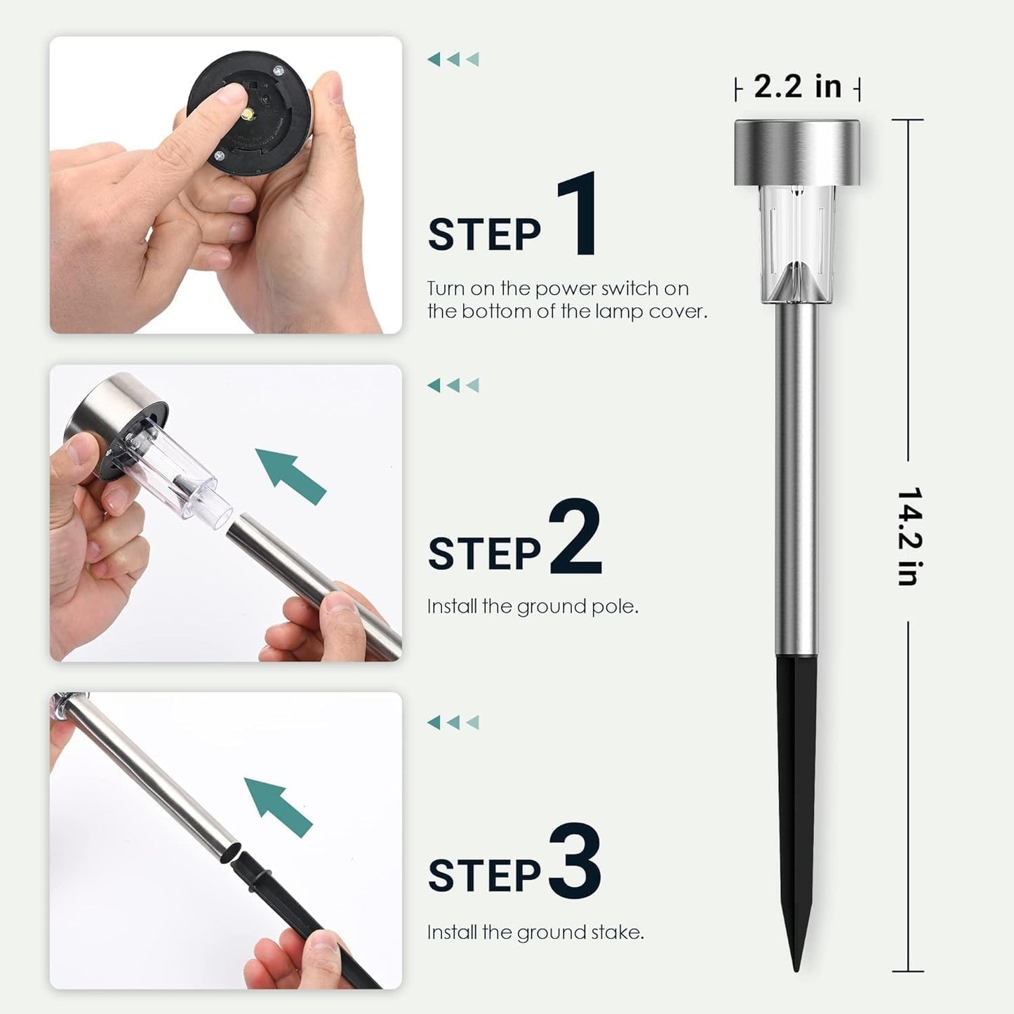 GIGALUMI Solar Lights Outdoor Waterproof, 12 Pack, Stainless Steel LED Solar Garden Lights for Patio, Lawn, Yard and Landscape, Garden Decor Patio Decor,Warm White