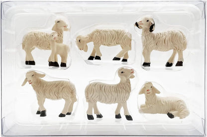 Miniature Garden Figurines Set of 6 Sheep Statues - Outdoor Decor Art for Fall Winter - Patio, Lawn, Yard Decoration - Housewarming Gift (Sheep)