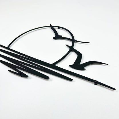 Wita Home Sunset with Seagulls Metal Wall Mounted Art, Handcrafted Metal Home Decor with Static Powder Coating, Eye-Catching Addition to Living Room Decor, Modern Beach Decor for Indoor and Outdoor Spaces, Perfect Housewarming Gift (56 x 28 inches)