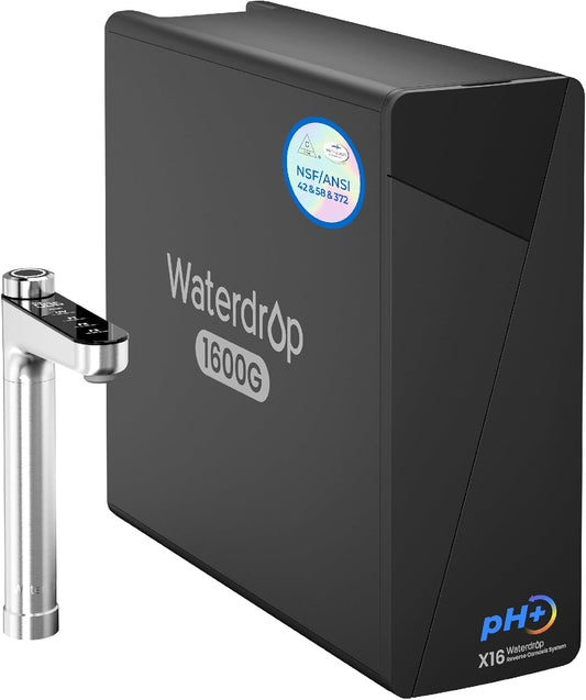 Waterdrop X16-Alkaline Reverse Osmosis Water Filter, NSF/ANSI 42&58&372 Certified, 1600 GPD RO