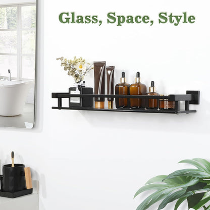 Alise Bathroom Shelves,Matte Black Glass Shelf for Bathroom, Modern Floating Shelves,20 inch