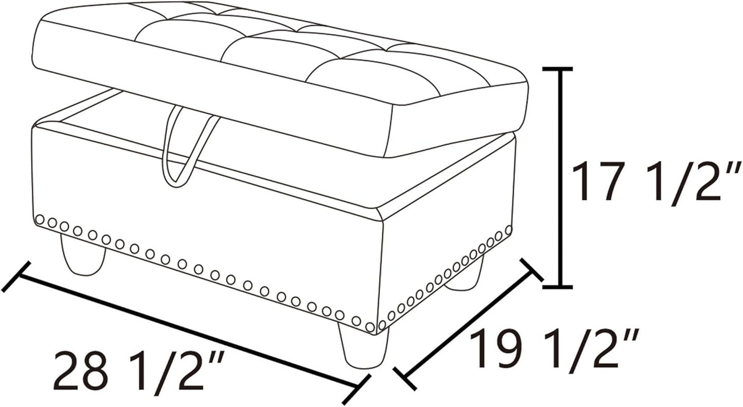 Ottoman Rectangular Storage Ottoman Bench, Flannel Footrest Stool Footstool with Lid for Living Room, Bedroom, Entryway, Gray White, 28.5"x19"x17.5"