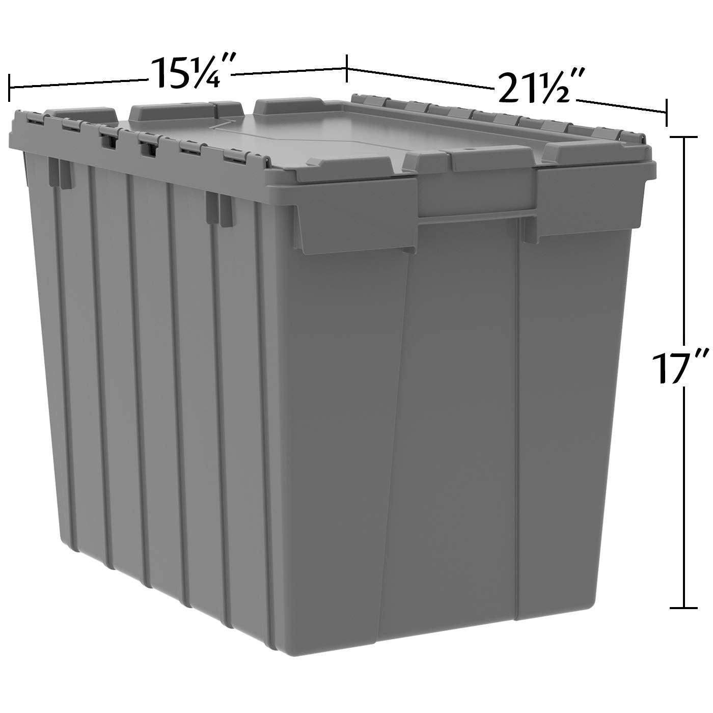 Akro-Mils 39170 Industrial Plastic Storage Tote with Hinged Attached Lid, (21-Inch L by 15-Inch W