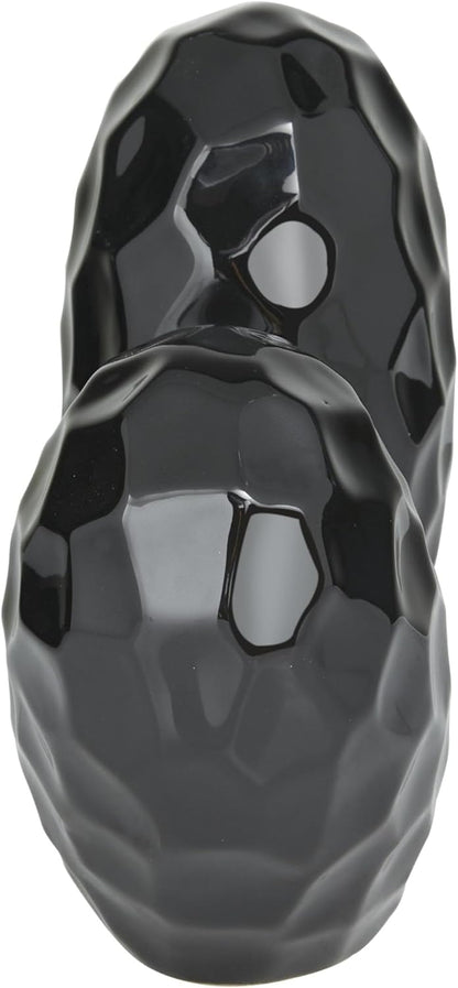 Deco 79 Porcelain Ceramic Heart Decorative Sculpture Dimensional Angled Origami Inspired Home Decor Statue, Accent Figurine 8" x 3" x 8", Black