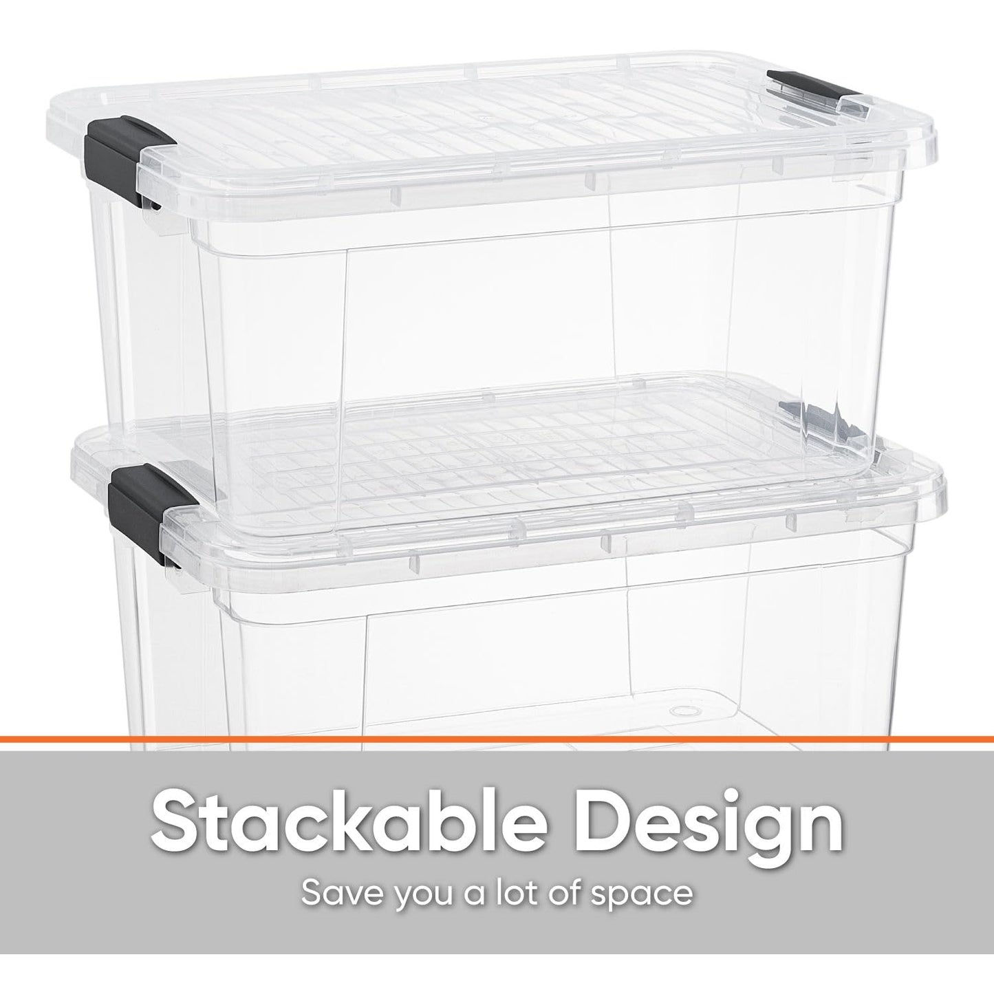 Superio Clear Storage Box with Lid, 1.85 Quart Plastic Container Bins for Organizing, Stackable