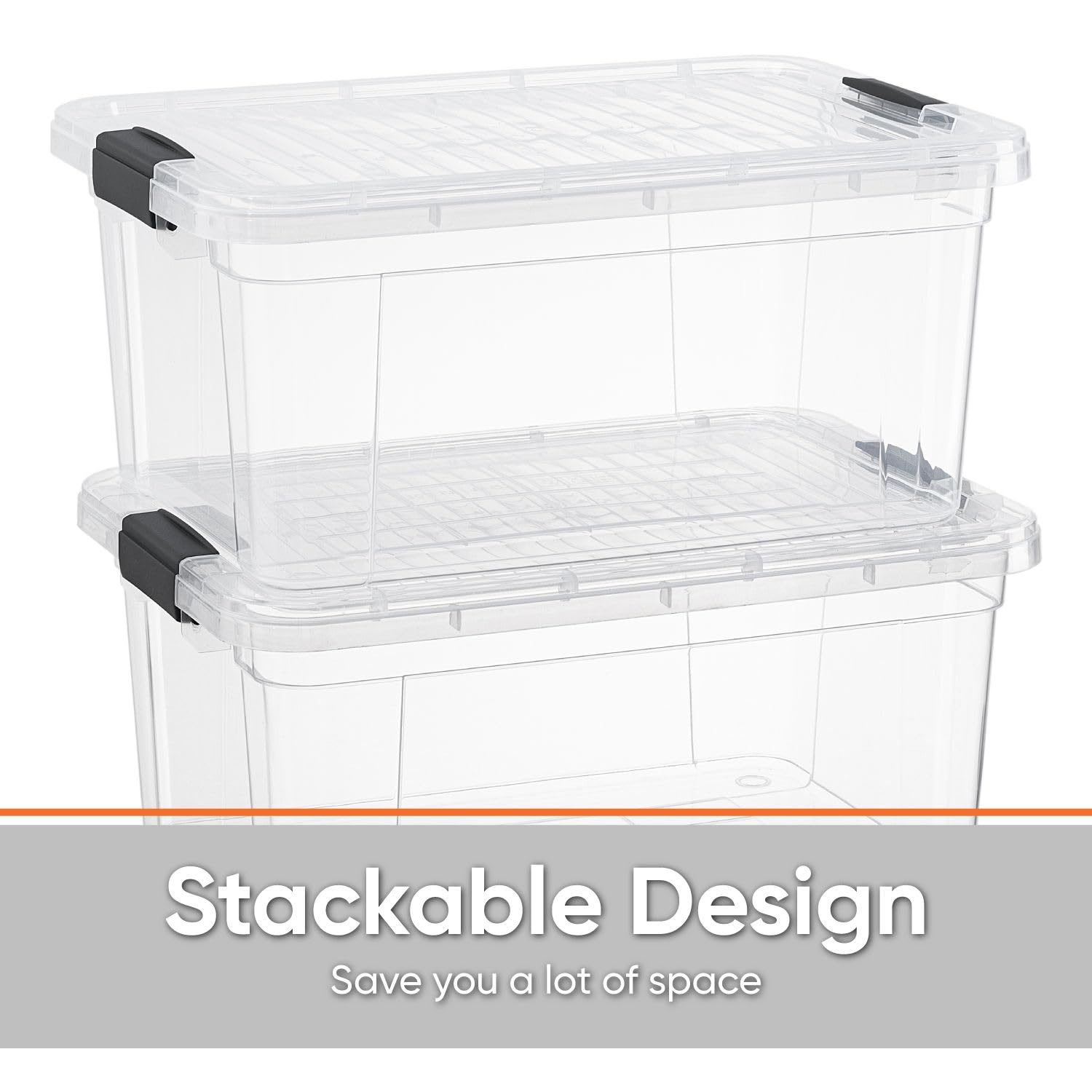 Superio Clear Storage Box with Lid, 1.85 Quart Plastic Container Bins for Organizing, Stackable