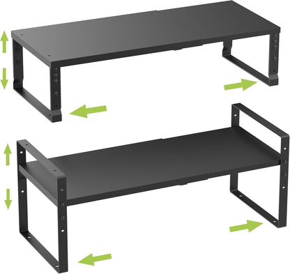 Expandable,Stackable Spice Rack,Seasoning Organizer and Storage,Spices Jar Racks for Cabinet,Countertop, Metal Pantry, Cupboard,Laundry Storages,Heavy Duty(2 Packs/Large/Black)