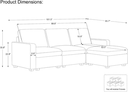 Belffin Modular Sectional Sofa with Storage Ottoman, Oversized Cloud Couch Sectional with Extra Deep Seat, Convertible L Shaped 4 Seater Sectional Couches for Living Room, Plush Corduroy Green