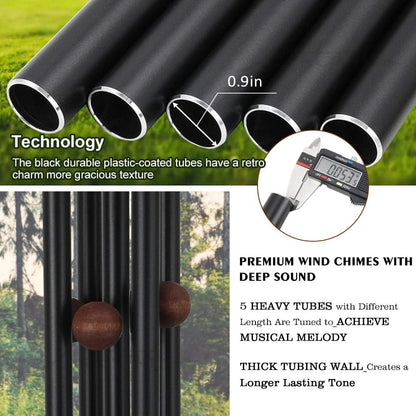 Astarin Wind Chimes Outdoor Deep Tone, Memorial Wind Chimes Outdoor, Gifts for Housewarming/ Mother Day/ Christmas, Outdoor Decor for Patio, Garden, Yard, Home (36 Inch Black Wind Chime)