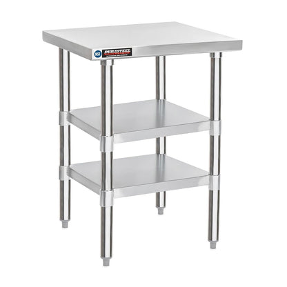 DuraSteel Food Prep Stainless Steel Table - 30 x 18 Inch Commercial Metal Workbench with Adjustable Under Shelf - NSF Certified - for Restaurant, Warehouse, Home, Kitchen, Garage