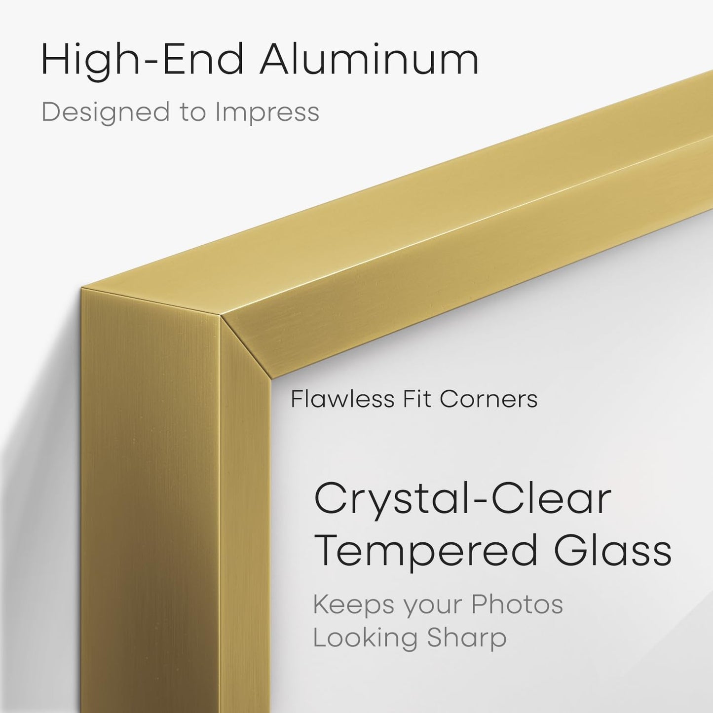 Homeforia 24x36 Gold Picture Frame, High End Metal 24 x 36 Large Poster Frames with Mat 20 by 30 inch Photo, 24x36 Gold Frame Matted to 20x30 for Print, 36x24 Frame, Tempered Glass, Wall Kit, Set of 1