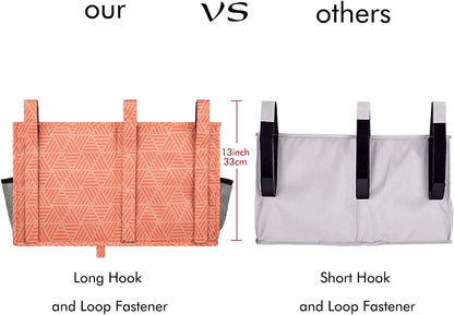 Surblue Bedside Caddy Hanging Organizer Storage Bag Pocket for Bunk, Hospital, College Dorm Rooms, Baby Bed Rails, Camp (8 Pockets), Orange Plaid