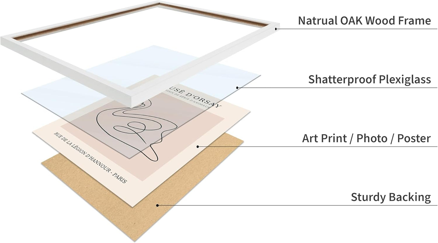 Poster Master Vintage Poster - Retro One Line Swan Drawing Print - Swan Art - Bird Art - Minimal Gift for Her, Animal Lover - Abstract Decor for Home, Office, Bedroom, 16x20 White Framed