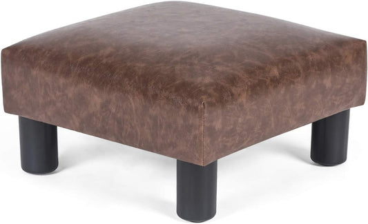 Joveco Small Footstool Ottoman Upholstered PU Leather Square Footrest Ottomans Small Foot Rest for
