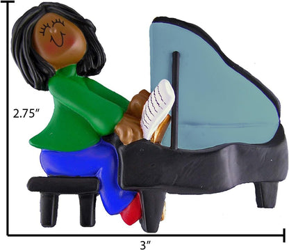 Personalized Grand Piano Ornaments for Christmas Tree 2024 - African American Christmas Ornaments Girl Music Ornaments Musical Christmas Decorations Musical Instrument Ornaments by Elves