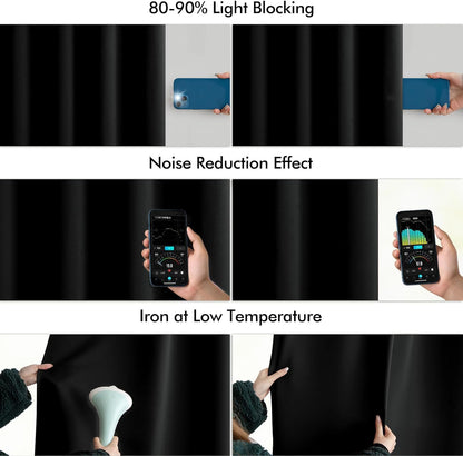 MIULEE Black Back Tab Blackout Curtains 100 Inch Length 2 Panels Set for Living Room Bedroom Privacy, Halloween Rod Pocket/Pinch Pleat Thermal Insulated Room Darkening Pleated Light Blocking Drapes