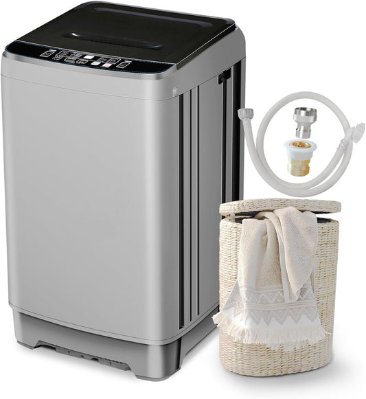 Portable Washing Machine 2.3 Cu. Ft. Full-Automatic Compact Washer Machine for Apartment, 10 Wash Program Small Portable Washer for Dorm, Apartment, RV, Home, Silver