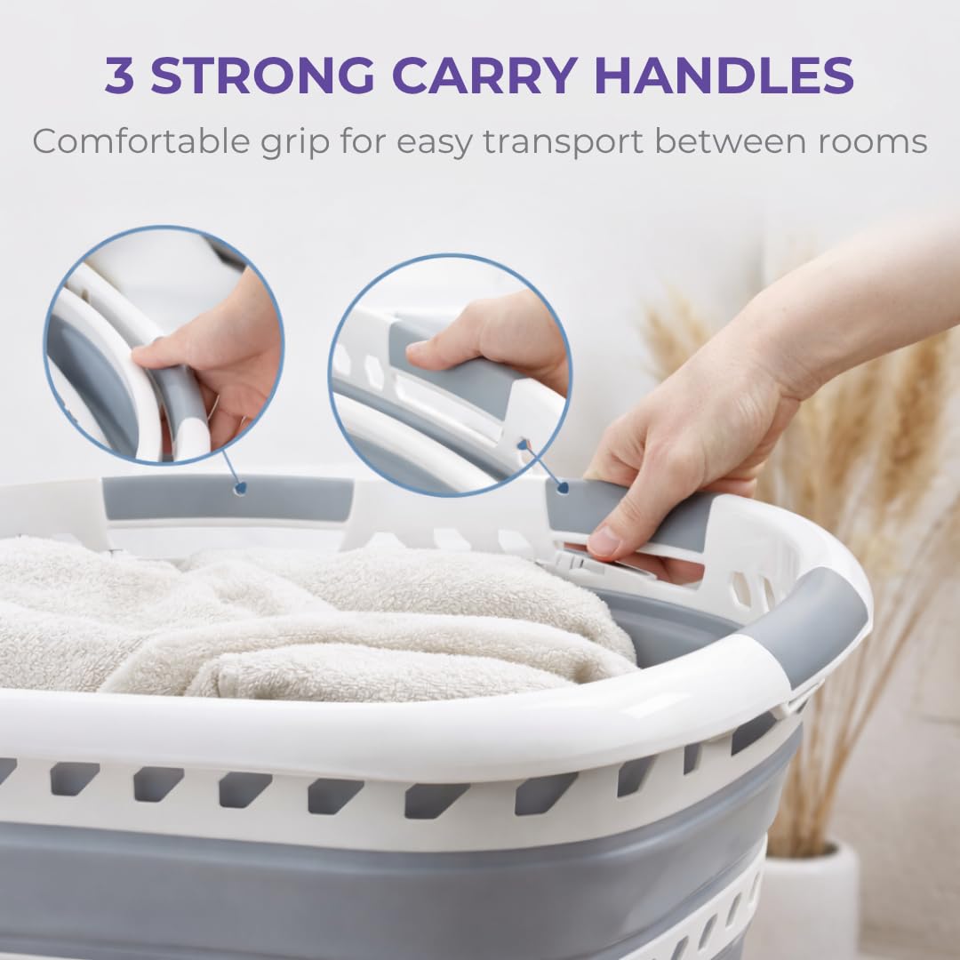 Laundry 360 Collapsible Laundry Basket 40L | Portable | Space Saver Storage | Hold 2 Loads | Store