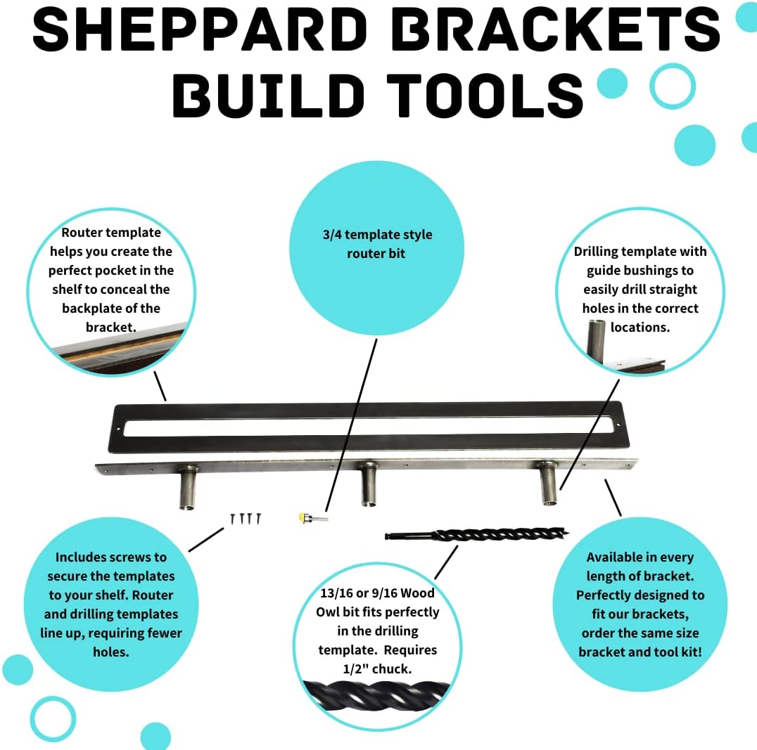 Floating Shelf Brackets - Sheppard Brackets - Easy Install - Heavy Duty (58 inch Build Kit)