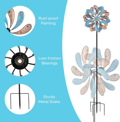 Viveta Wind Spinner for Yard and Garden, 58.7 * 12.6" Kinetic Wind Spinners Metal Windmills for Outside Yard Patio Lawn Decor