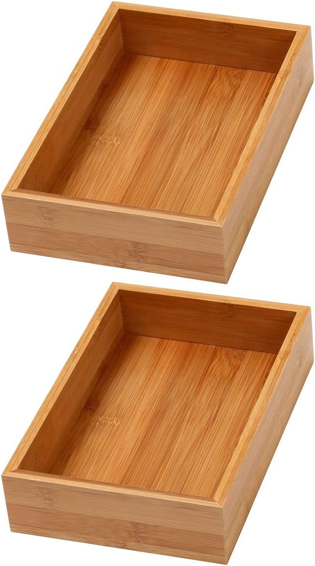 YBM Home Bamboo Drawer Organizer Storage Box for Kitchen Drawer, Junk Drawer, Office, Bedroom