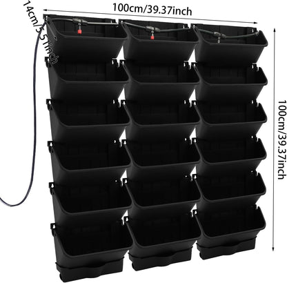 18 Pots Self-Watering Wall-Mounted Planter, 39.4”L x 39.4”H Vertical Wall Planter Self Watering Stackable Planters Vertical Garden Wall Garden Planter Outdoor Indoor for Herbs Flowers Strawberries