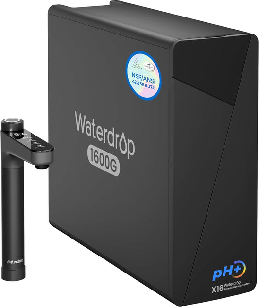Waterdrop X16-Alkaline Tankless Reverse Osmosis System, NSF/ANSI 42&58&372 Certified, 1600 GPD RO