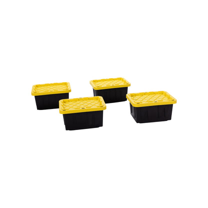 Plastic 5-Gallon Storage Tote with Lockable Lid, Stackable Tough Regular-Duty Bin for Garage