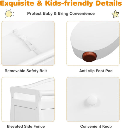 Costzon 3-Drawer Changing Table, Infant Diaper Changing Station with Drawers, Safety Rails & Strap, Baby Changing Table Dresser for Nursery, Easy Assembly (White)