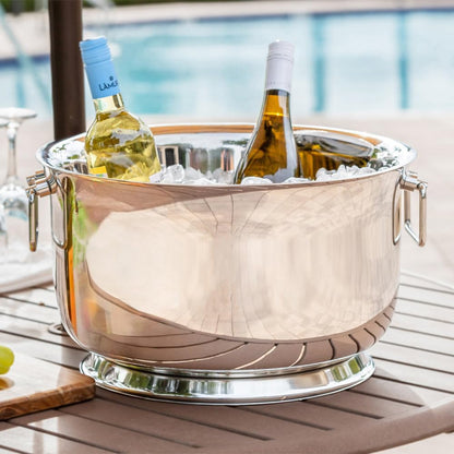 Sol Living Insulated Beverage Tub Large Ice Bucket with Handles Double Wall Stainless Steel Ice Bucket and Cooler for Wine, Drinks, Bar, Party, and Gift Beverage Cooler for Indoor and Outdoor Parties