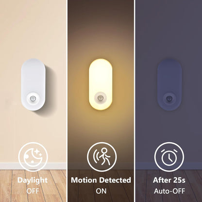 Dawnrise Night Lights Plug into Wall, Motion Sensor Night Light Plug in Indoor, 38 LED Dimmable 100LM or 10LM and 2 Color Temperature Lights for Bedroom, Stairs, Kitchen, Hallway, Utility Room 2PK