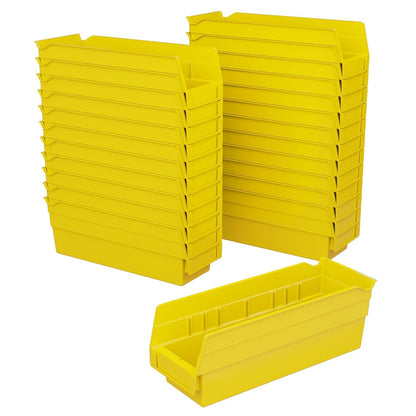 Akro-Mils 30120 Heavy Duty Plastic Shelf Bins, 12"x 4"x 4", Yellow, 24-Pack