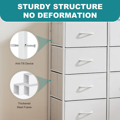 OLIXIS 8 Drawer Storage Dresser for Bedroom, White Closet Organizers Units