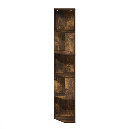 Furinno ECON Corner Shelf, 5-Tier Corner Book Shelf, Standing Storage Shelves, Cube Display Rack