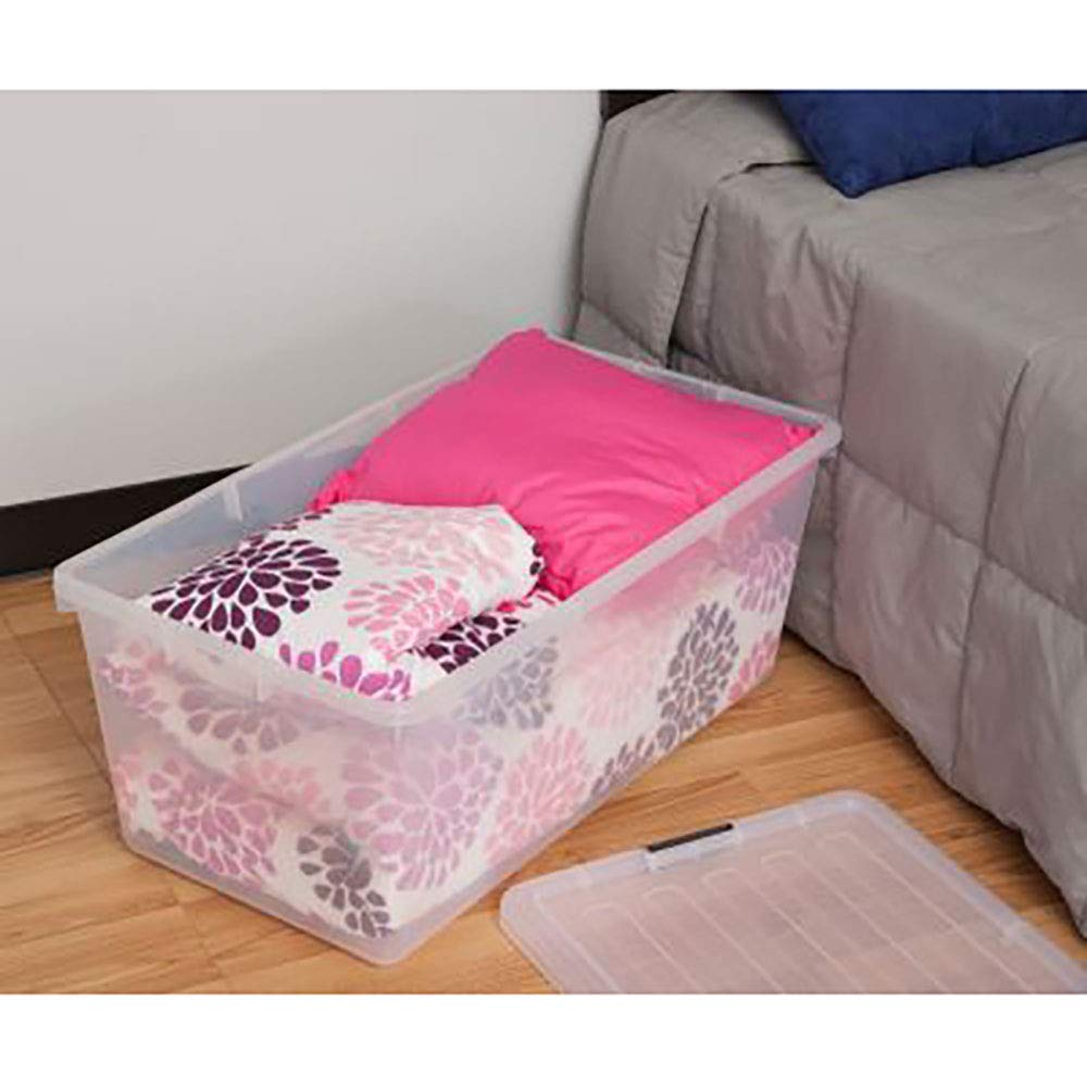 IRIS USA 91 Qt Stackable Storage Bins with Lids, Clear