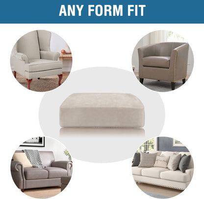 H.VERSAILTEX Velvet Stretch Couch Cushion Cover Plush Cushion Slipcover for Chair Loveseat Sofa Cushion Furniture Protector Seat Cushion Sofa Cover (2 Piece Medium Sofa Cushion Covers, French Oak)