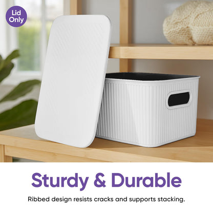 Superio Ribbed Collection - Superio Lid for Decorative Plastic Basket Open Home Storage Bins